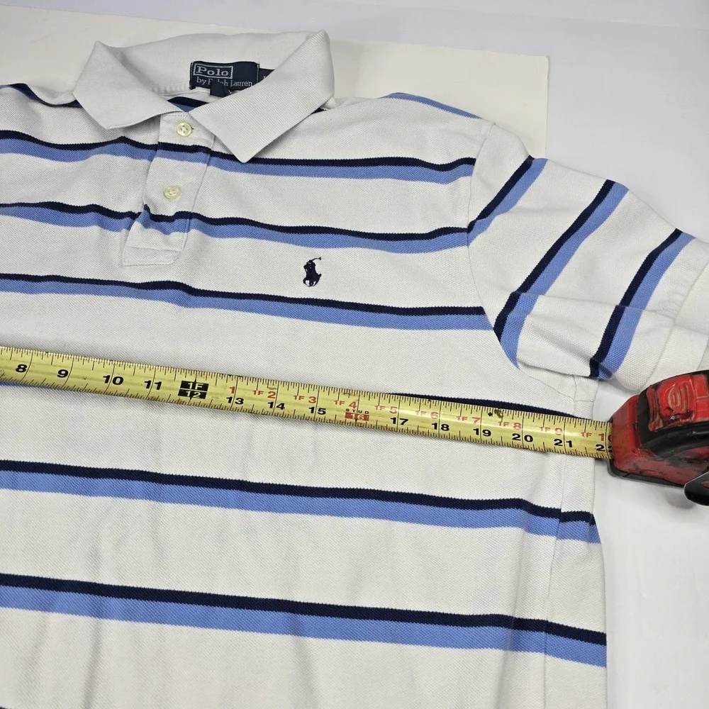 Polo Ralph Lauren Men's Cotton Soft Polo Shirt Striped Sz Large‎ Blue White